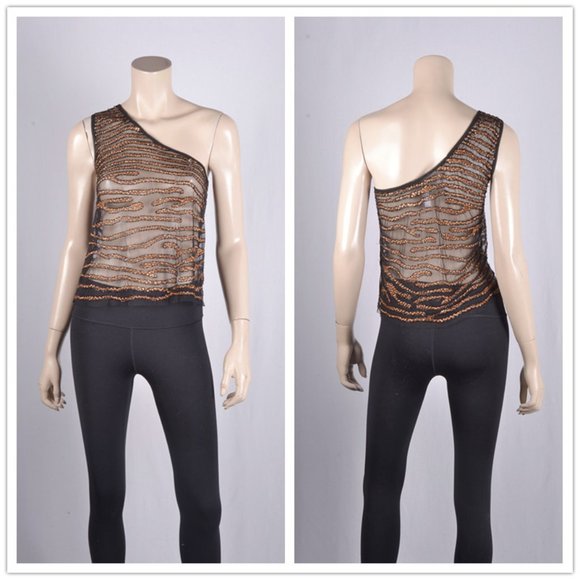 Free People One Shoulder Sequin Top, NWOT, XL - Picture 2 of 7